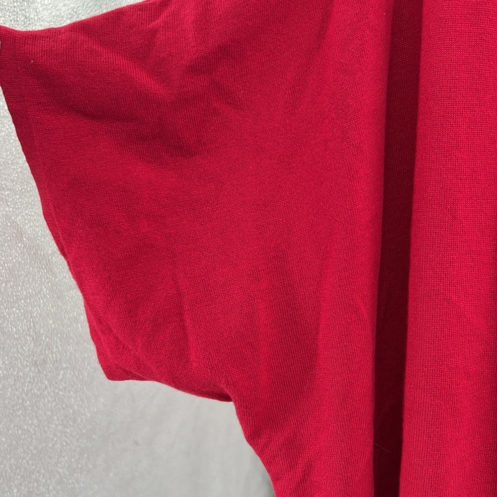 Chicos 2 L red short sleeve open front long line cardigan pockets lightweight - Picture 4 of 8